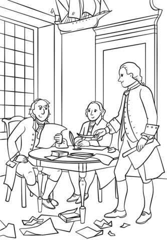 Writing The Declaration Of Independence Coloring Page